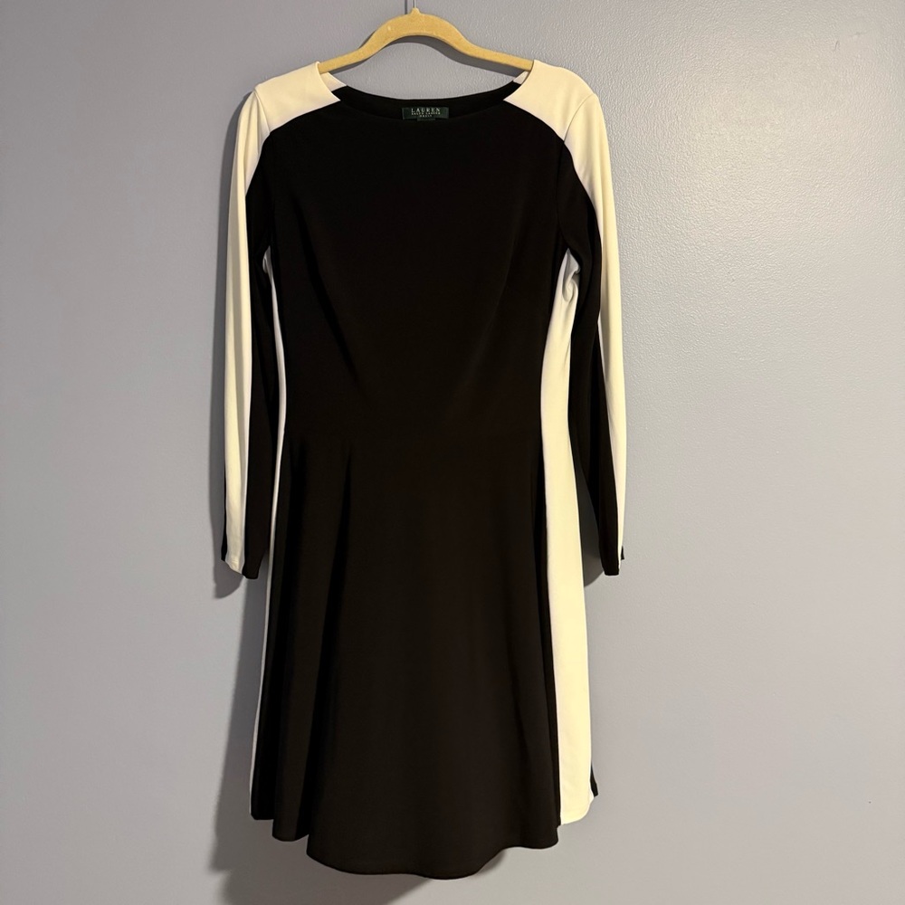 Ralph Lauren Black and White Long Sleeve Dress